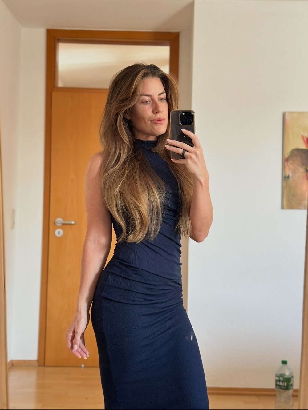 Enza Costa Navy High-Neck Sleeveless Maxi Dress
